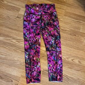 Lululemon, size 6, pink swirl leggings, 7/8 length